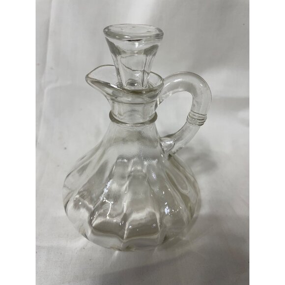Vintage Cruet Oil Dressing Pressed Glass c Stopper - Picture 1 of 6